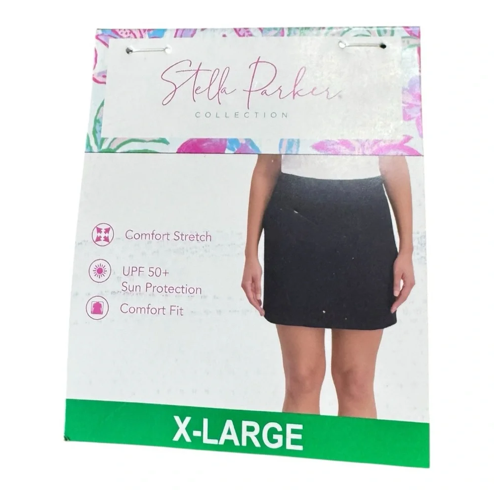 NWT Stella Parker Black UPF 50+ Comfort Stretch Golf Skort Plus Size XL